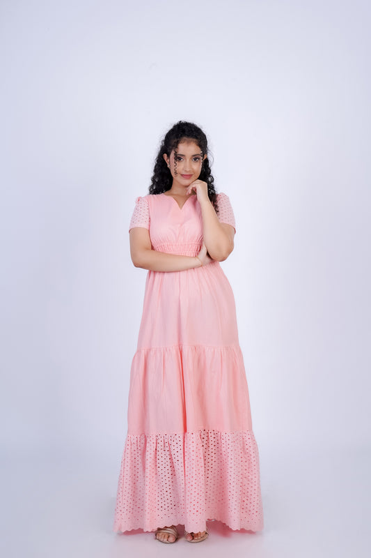 Tiered Eyelet Maxi Dress
