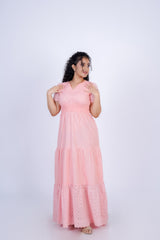 Tiered Eyelet Maxi Dress