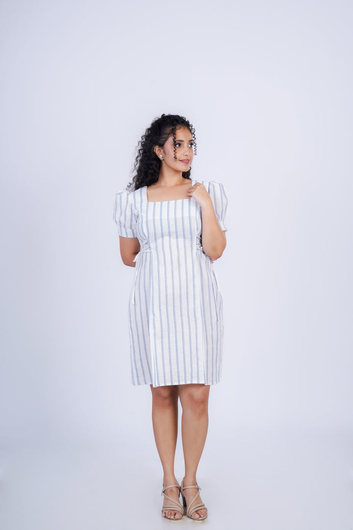 Square Neck Puff Sleeve Midi Dress