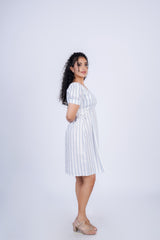 Square Neck Puff Sleeve Midi Dress