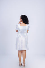 Square Neck Puff Sleeve Midi Dress
