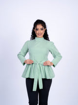 High-Neck Peplum Blouse