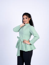 High-Neck Peplum Blouse