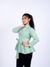 High-Neck Peplum Blouse