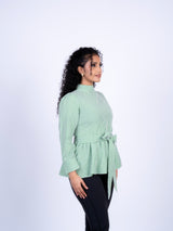 High-Neck Peplum Blouse
