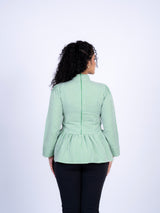 High-Neck Peplum Blouse