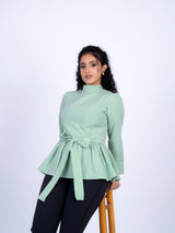High-Neck Peplum Blouse
