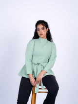 High-Neck Peplum Blouse