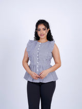 Sleeveless Ruffle-Trim Peplum Top