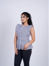 Sleeveless Ruffle-Trim Peplum Top