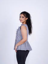 Sleeveless Ruffle-Trim Peplum Top