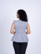 Sleeveless Ruffle-Trim Peplum Top
