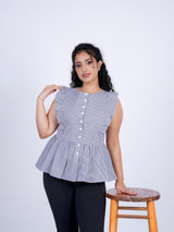 Sleeveless Ruffle-Trim Peplum Top