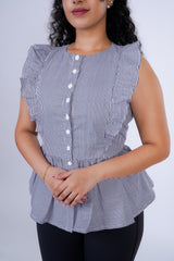 Sleeveless Ruffle-Trim Peplum Top